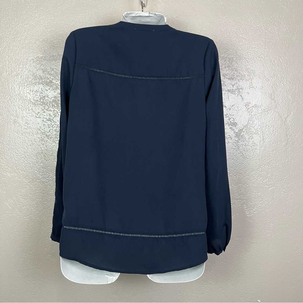 MICHAEL Michael Kors Navy Blue V-neck Long Sleeve Blouse‎ Size M - Picture 14 of 14